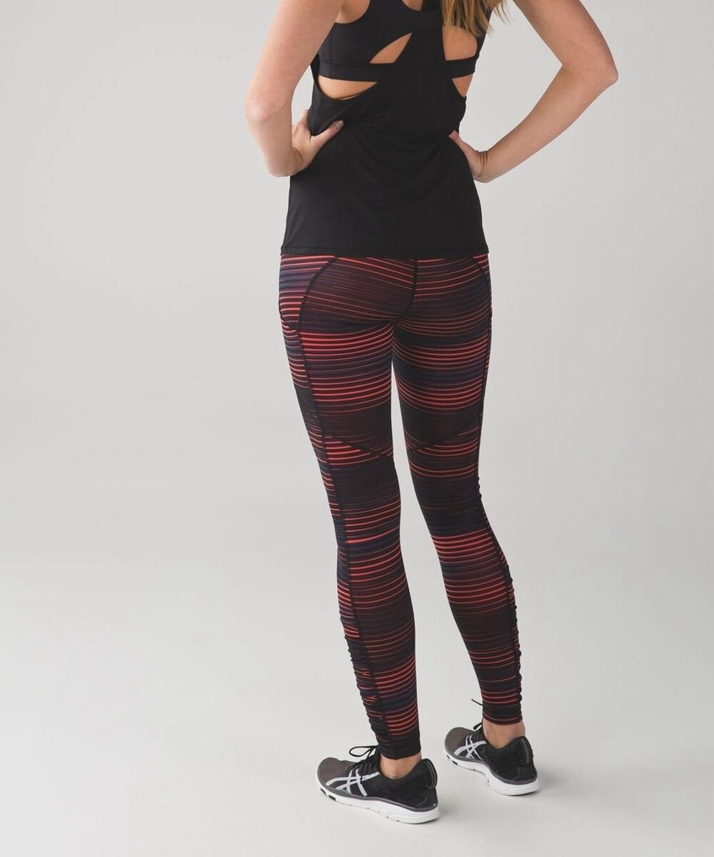 Lululemon Womens Sz 10 Speed Tight IV Leggings Twisted Dune Alarming Black Pants